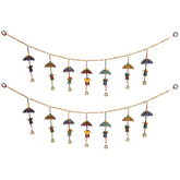 Kuber Industries Handcrafted Kalash Toran|Umbrella Hanging Bandarwal|Door Hanging Windchime for Diwali & Home Décor,Pack of 2 (Multicolor)